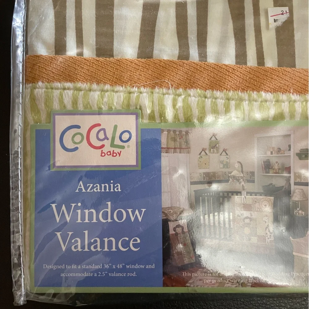 COCALO BABY NWT Lot of 2 Azania Animal Print Window Valance baby bedroom green